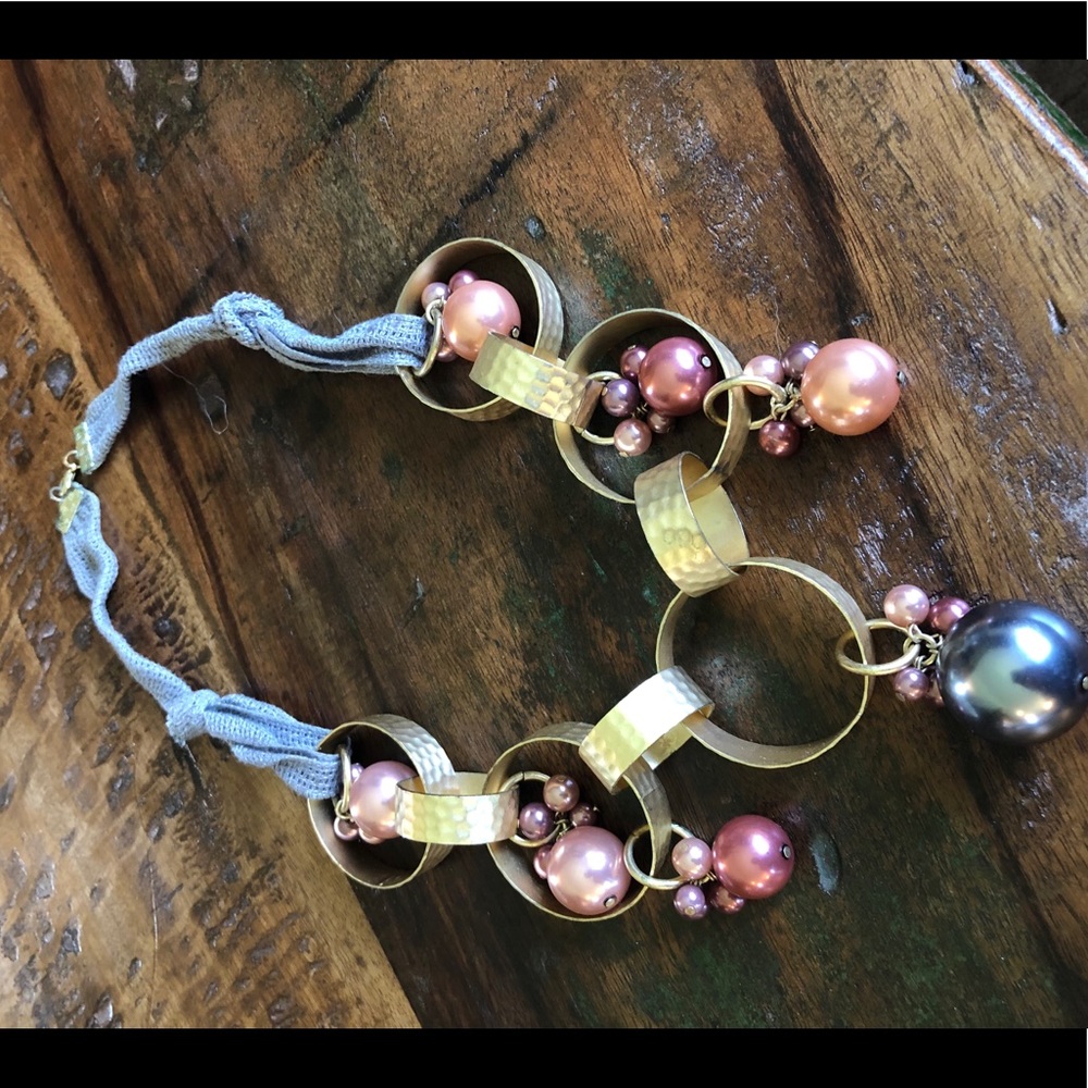 Gold, Grey, and Mauve Chunky Necklace